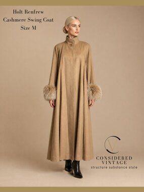 **Vintage Holt Renfrew Superfine Virgin Wool & Cashmere Swing Coat**